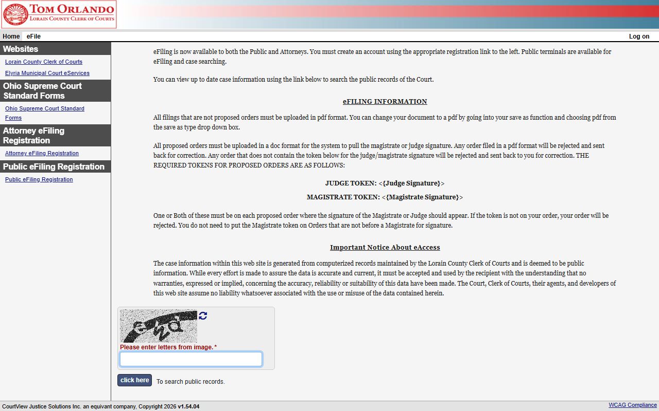 Lorain County court records after arrest Clerk eServices portal